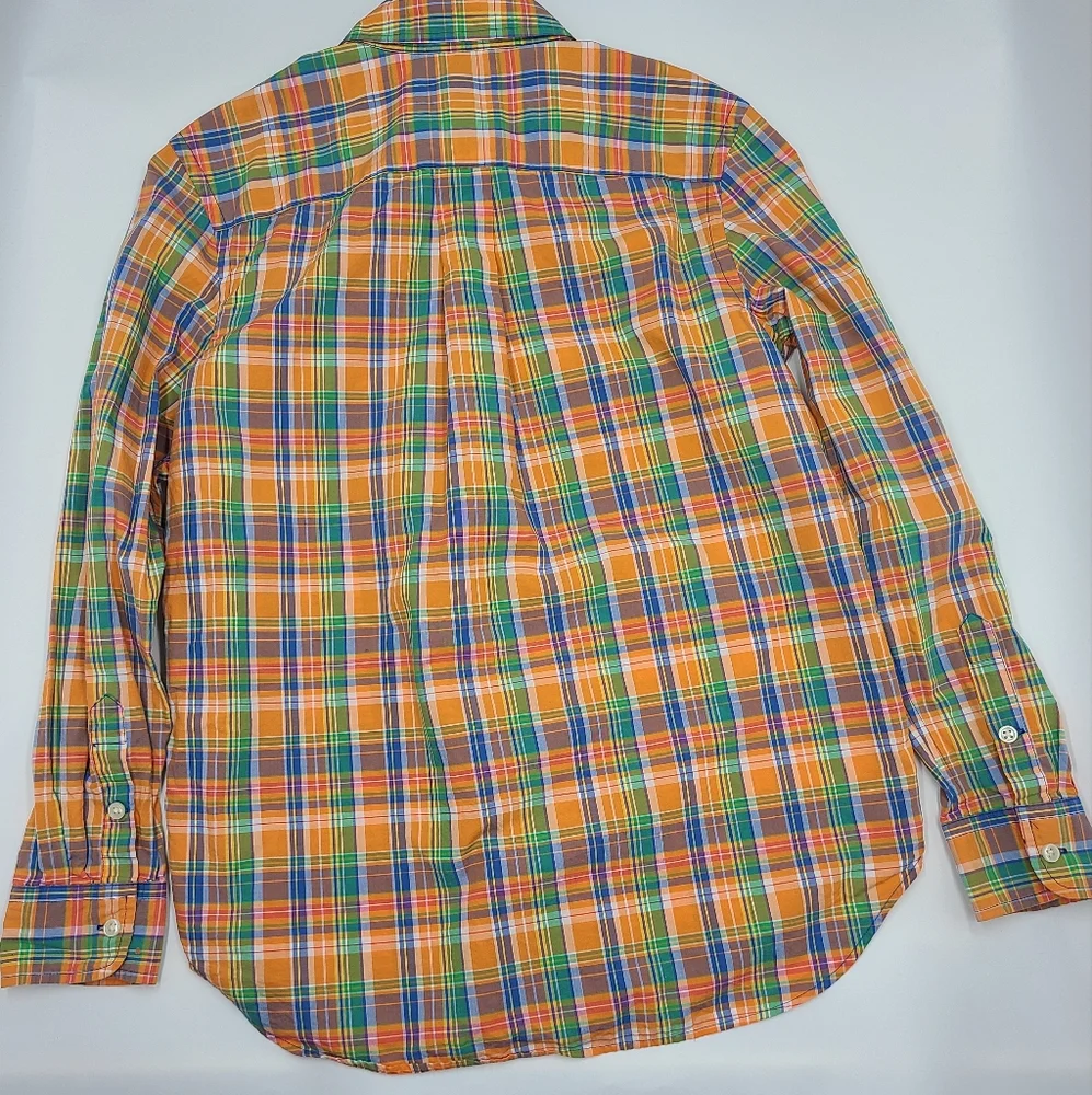 Ralph Lauren boys' orange plaid button down shirt size L